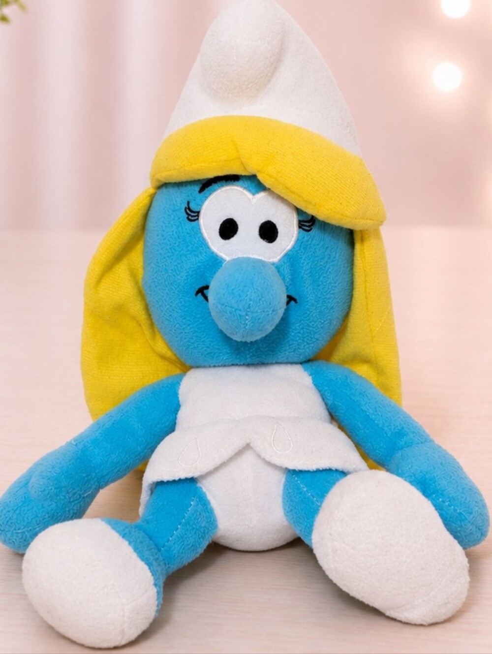 Smurfette Plush Stuffed Toy 13” Blue Yellow White Cartoon Character